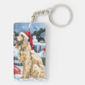 Afghaanse hond Winter Wonderland Kerstvreugde Sleutelhanger (achterkant)