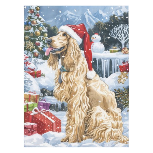 Afghaanse hond Winter Wonderland Kerstvreugde Tafelkleed (Voorkant)