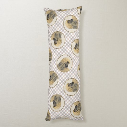 Afghaanse hond zwart gemaskerd rood schilderij Pet Lichaamskussen (Achterkant (Verticaal))