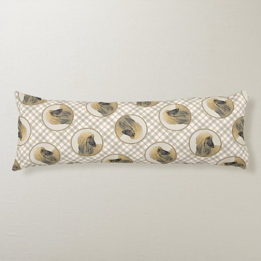 Afghaanse hond zwart gemaskerd rood schilderij Pet Lichaamskussen (Voorkant)