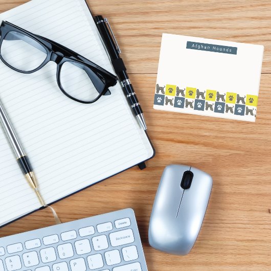 Afghaanse honden en zwaaien, geel en blauw raster post-it® notes