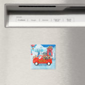 Afghaanse honden hond bij kerstbezorging vrachtwag magneet (Insitu (Vaatwasser))