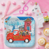 Afghaanse honden hond bij kerstbezorging vrachtwag papieren bordje (Feest)