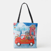 Afghaanse honden hond bij kerstbezorging vrachtwag tote bag (Achterkant)