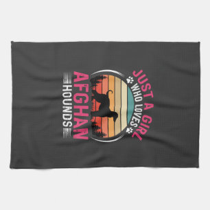 Afghaanse Honden Retro Zonsondergang Hond Liefhebb Theedoek