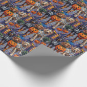 Afghaanse honden trick-or-treat in Halloween Cadeaupapier (Hoek)