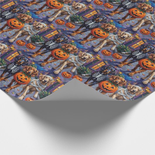 Afghaanse honden trick-or-treat in Halloween Cadeaupapier (Hoek)