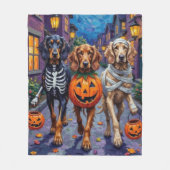 Afghaanse honden trick-or-treat in Halloween Fleece Deken (Voorkant)