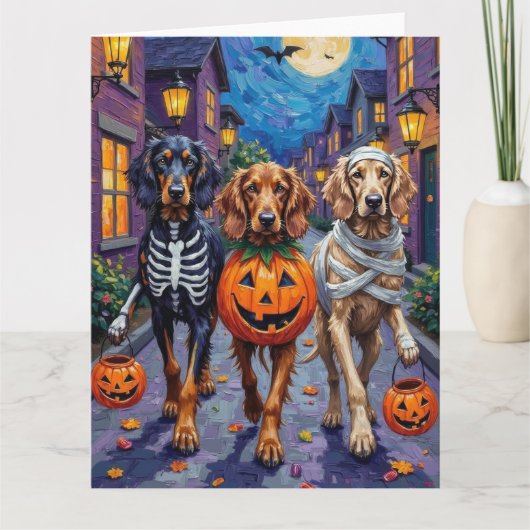 Afghaanse honden trick-or-treat in Halloween Kaart (Voorkant)