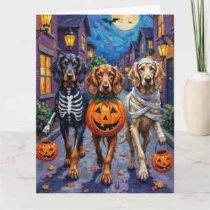 Afghaanse honden trick-or-treat in Halloween Kaart