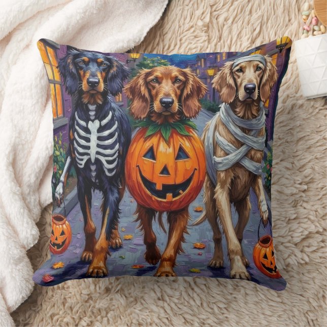 Afghaanse honden trick-or-treat in Halloween Kussen (Deken)