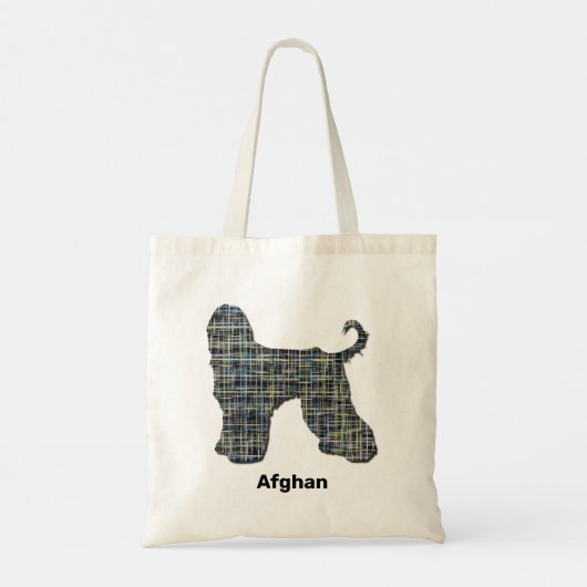 Afghaanse hondenhond - Geel en Zwarte rasterlijn Tote Bag (Achterkant)