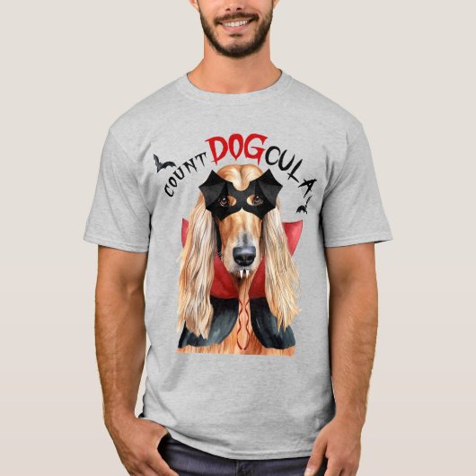 Afghaanse Hound Count DOGcula Funny Dog Lover T-shirt (Voorkant)