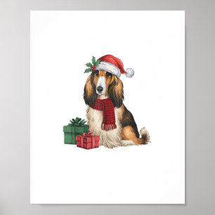 Afghaanse Hound Dog Kerstfeesten Vakantie Santa D Poster