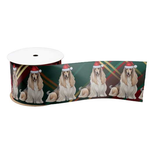 Afghaanse Hound Holiday Plaid Funny Dog Kerstmis Satijnen Lint (Spoel)