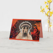Afghaanse Hound Kunst Kaart (Gele Bloem)