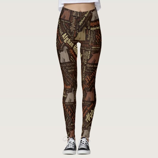 Afghaanse Hound Word Art Leggings (Voorkant)