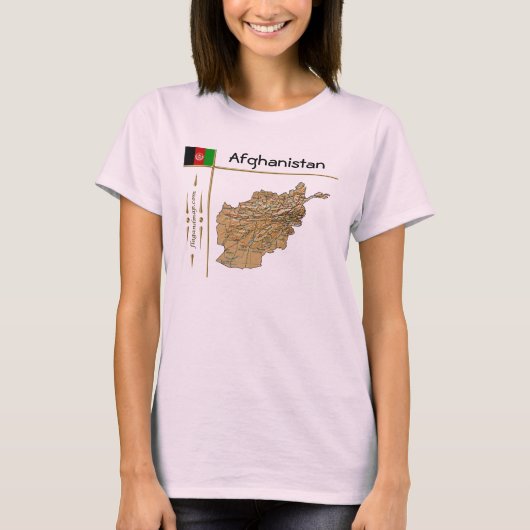 Afghaanse kaart + vlag + titel T-shirt (Voorkant)