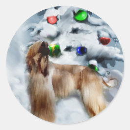 Afghaanse kerstcadeautjes ronde sticker