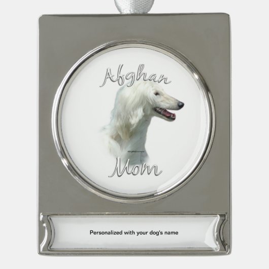 Afghaanse Moeder 2 Verzilverd Banner Ornament (Voorkant)