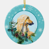 Afghaanse Mount Evergreen Blue Snowflake-grens Keramisch Ornament (Voorkant)
