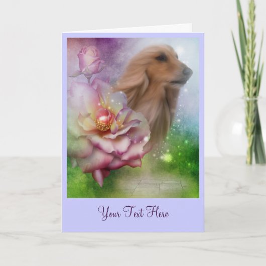 Afghaanse Rozen Fantasy Dog Art-fotokaart Kaart (Voorkant)