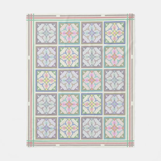 Afghaanse Tegels en strepen - pastelvariaties Fleece Deken (Voorkant)