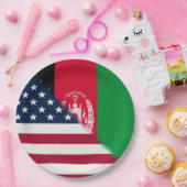 Afghaanse vlag | Half Afghaans-Amerikaans Papieren Bordje (Feest)