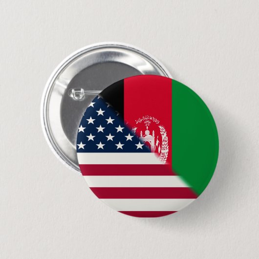 Afghaanse vlag | Half Afghaans-Amerikaans Ronde Button 5,7 Cm (Voorkant /achterkant)