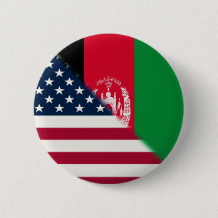 Afghaanse vlag   Half Afghaans-Amerikaans Ronde Button 5,7 Cm