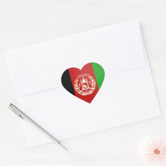 Afghaanse vlag hart sticker (Envelop)
