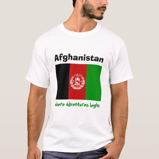 Afghaanse vlag + kaart + tekst T-shirt (Voorkant)