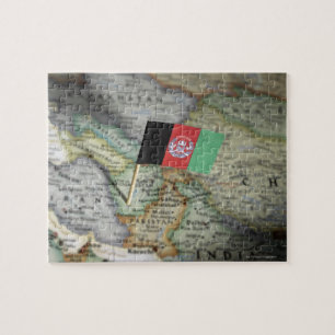 Afghaanse vlag op kaart legpuzzel