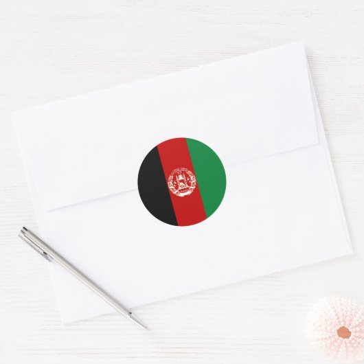 Afghaanse vlag ronde sticker (Envelop)