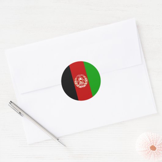 Afghaanse vlag ronde sticker (Envelop)