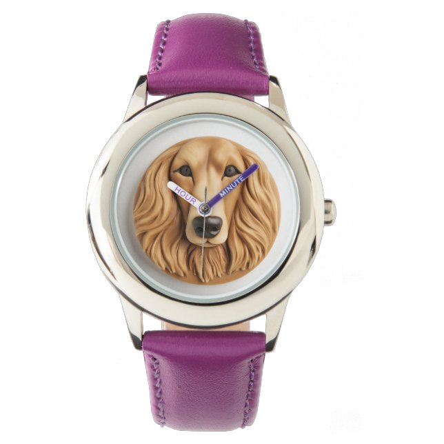 Afghaanse Windhond 3D Geïnspireerd Horloge (Voorkant)
