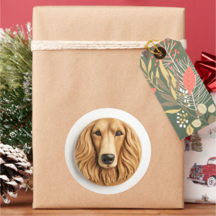 Afghaanse Windhond 3D Geïnspireerd Ronde Sticker