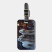 Afghaanse windhond besneeuwde slee-rit Kerstdecora Bagagelabel (Voorkant verticaal)