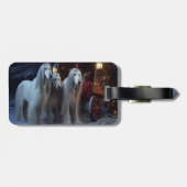 Afghaanse windhond besneeuwde slee-rit Kerstdecora Bagagelabel (Achterkant horizontaal)