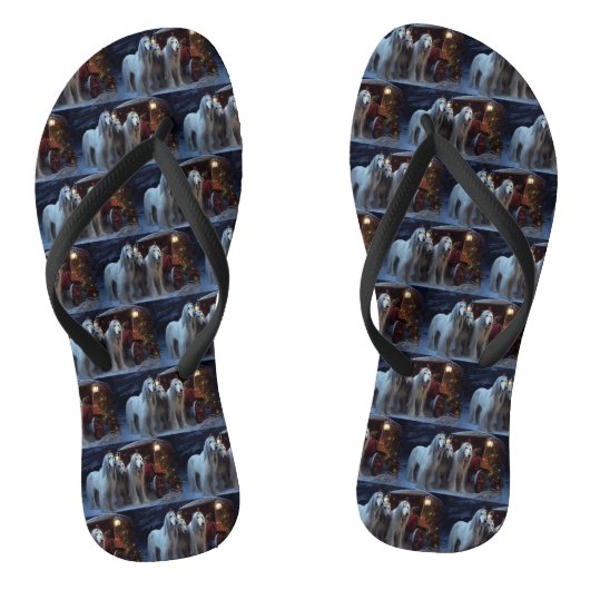 Afghaanse windhond besneeuwde slee-rit Kerstdecora Teenslippers (Voetbed)