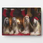 Afghaanse windhond bij de open haard Kerstmis Fotoplaat (voorkant)