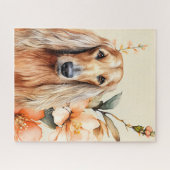 Afghaanse windhond en perzik lelies legpuzzel (Horizontaal)