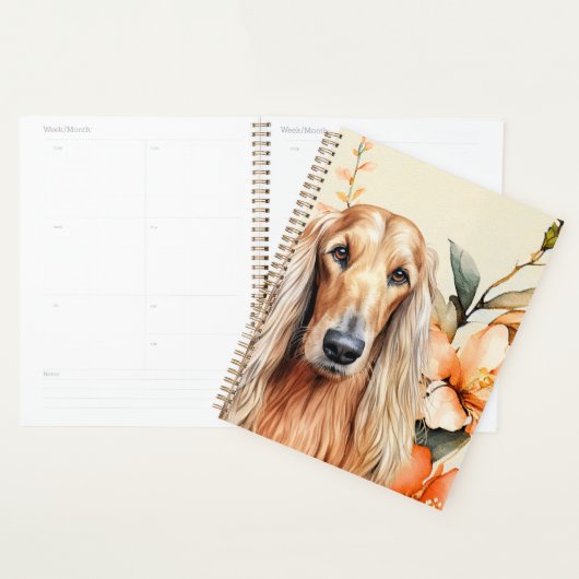 Afghaanse windhond en perzik lelies planner (Display)