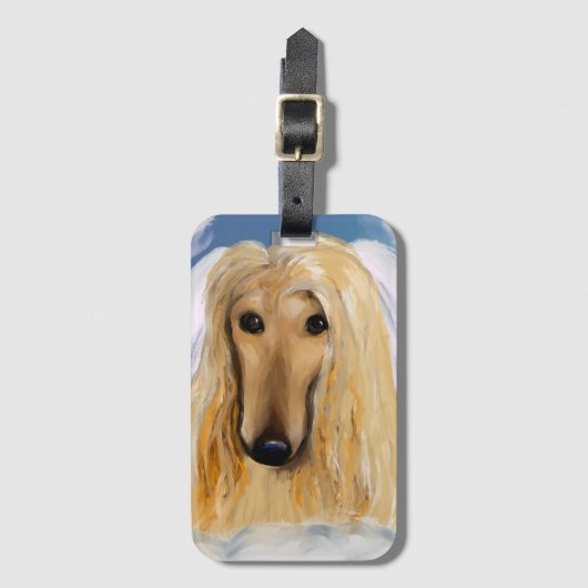 Afghaanse windhond engel bagagelabel (Voorkant (verticaal))
