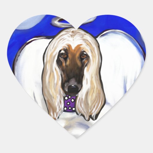 Afghaanse windhond engel hart sticker (Voorkant)