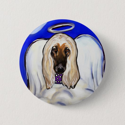 Afghaanse windhond engel ronde button 5,7 cm (Voorkant)