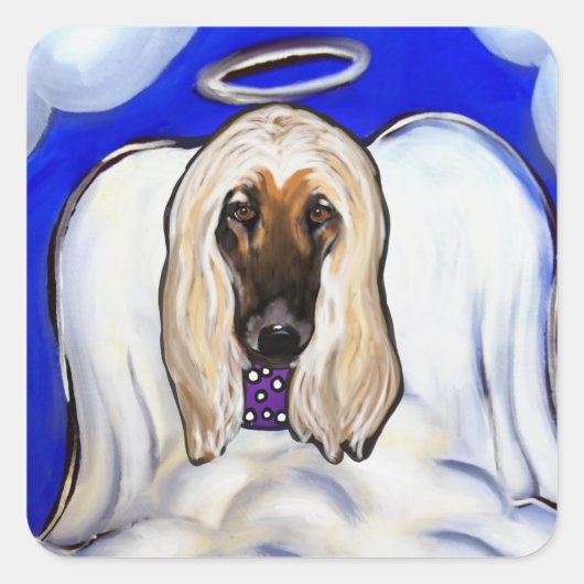 Afghaanse windhond engel vierkante sticker (Voorkant)