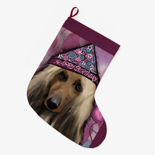 Afghaanse windhond grote kerstsok (Voorkant (Hangend))