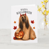 Afghaanse windhond Halloween duivelsdrog Kaart (Gele Bloem)