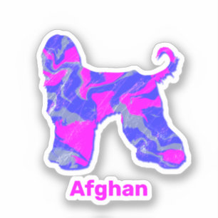 Afghaanse windhond hond hete roze & blauw sticker